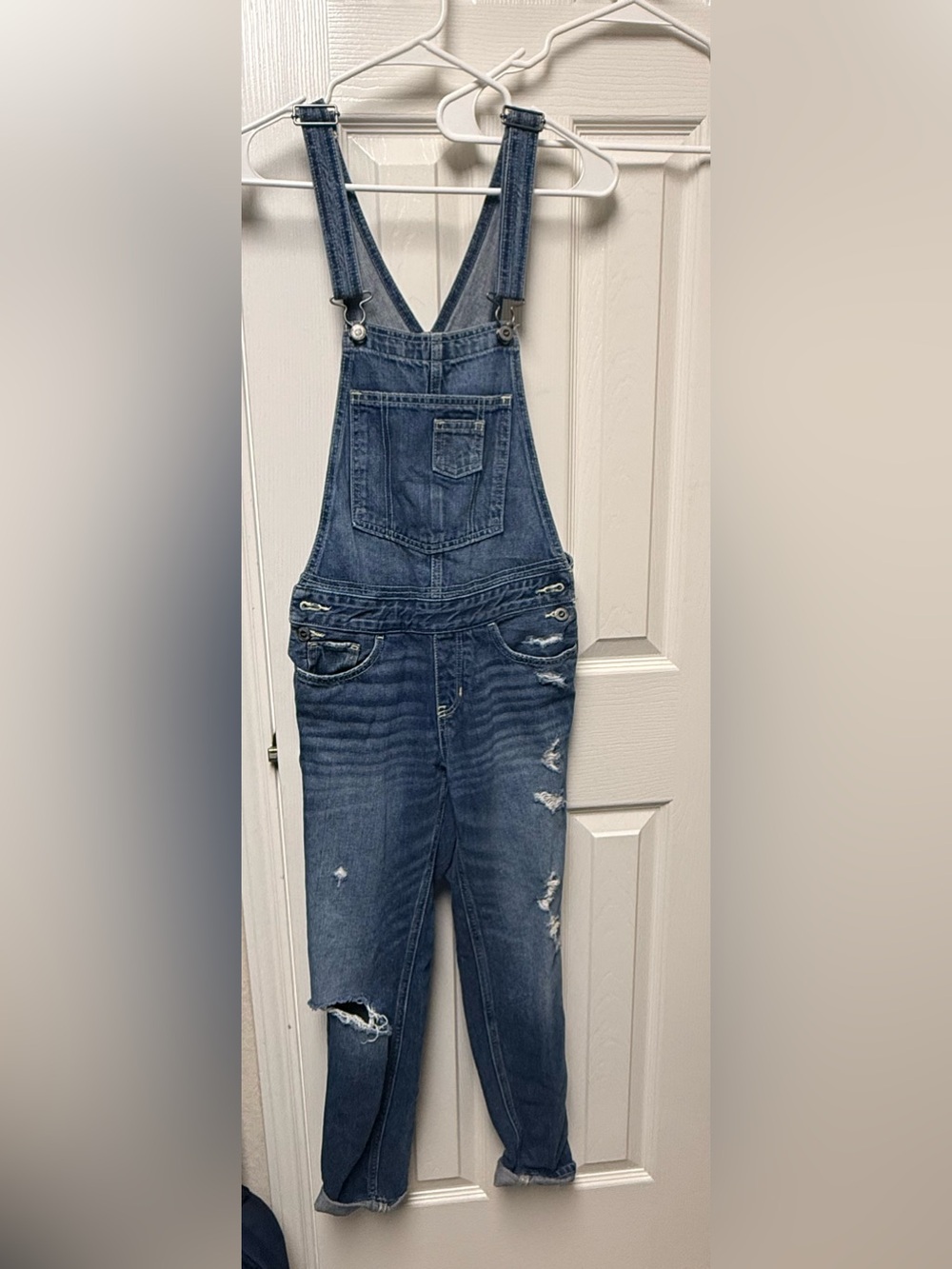 Hollister distressed overalls